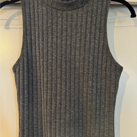 Forever 21 Gray Ribbed Bodycon Fitted Sweater High Neck Mini Dress (Size Small) - Picture 4 of 8